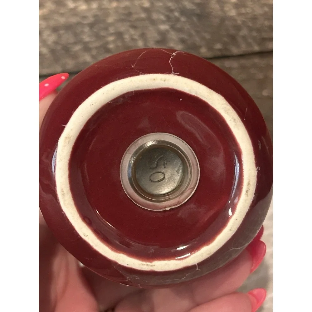 Ceramic Faux Marble Bathroom Toothbrush‎ Holder Burgundy White Gold Trim